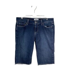 PAIGE Women's Dark Blue Bermuda Denim Shorts In Miller